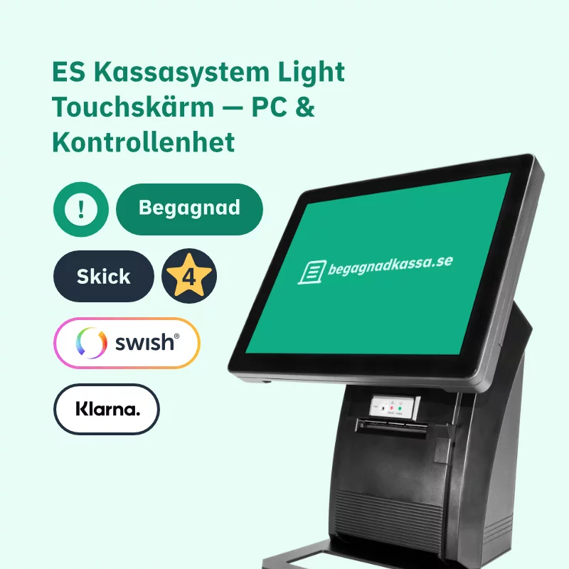ES Kassasystem Light Touch-skärm PC med stöd för Swish, Klarna mm.